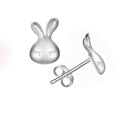 Hypoallergenic S925 Silver Little White Rabbit Earrings-Jewearrings