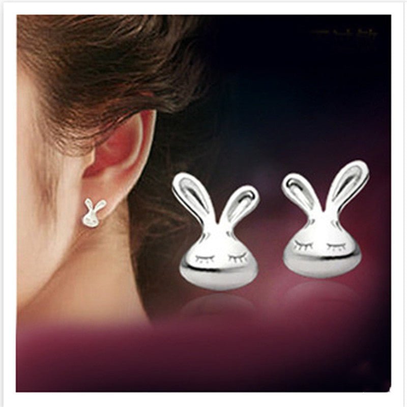 Hypoallergenic S925 Silver Little White Rabbit Earrings-Jewearrings