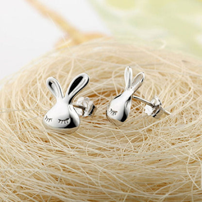 Hypoallergenic S925 Silver Little White Rabbit Earrings-Jewearrings