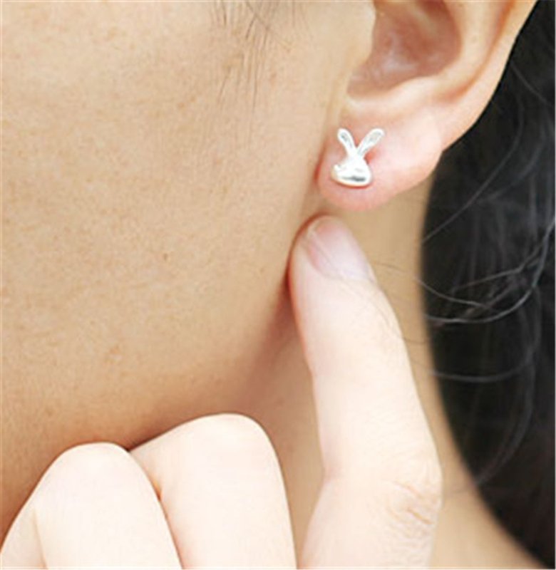 Hypoallergenic S925 Silver Little White Rabbit Earrings-Jewearrings