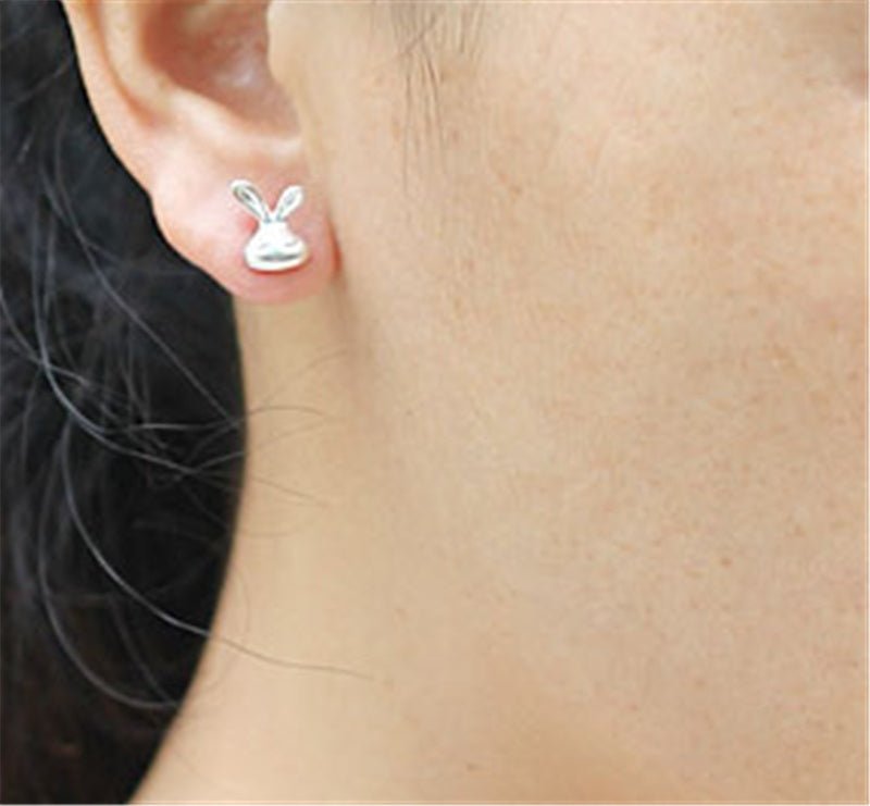 Hypoallergenic S925 Silver Little White Rabbit Earrings-Jewearrings