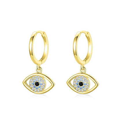 Hypoallergenic Silver Blue Eye Earrings-Jewearrings