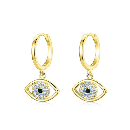 Hypoallergenic Silver Blue Eye Earrings-Jewearrings