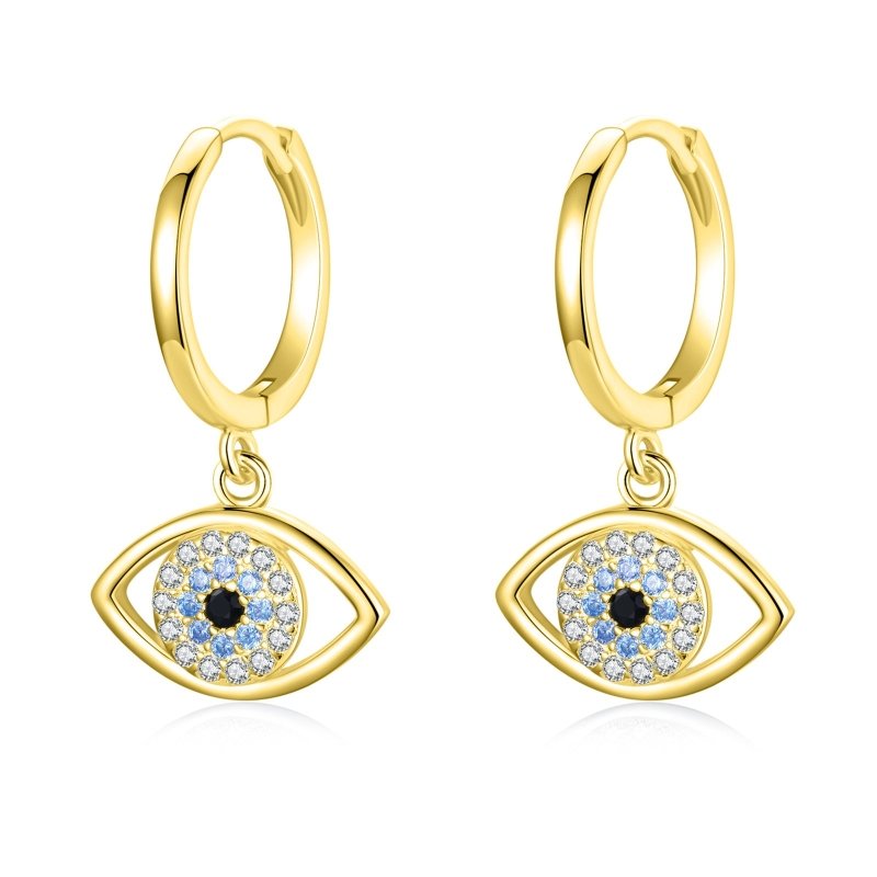 Hypoallergenic Silver Blue Eye Earrings-Jewearrings