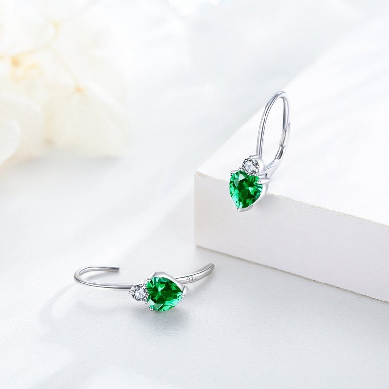 Hypoallergenic Silver Heart Zirconia Earrings-Jewearrings