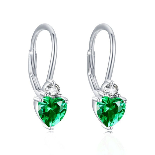 Hypoallergenic Silver Heart Zirconia Earrings-Jewearrings