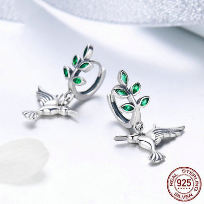 Hypoallergenic Silver Hummingbird Earrings-Jewearrings