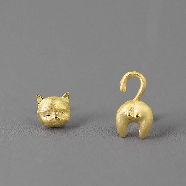 Hypoallergenic Sterling Silver Cute Cat Earrings-Jewearrings