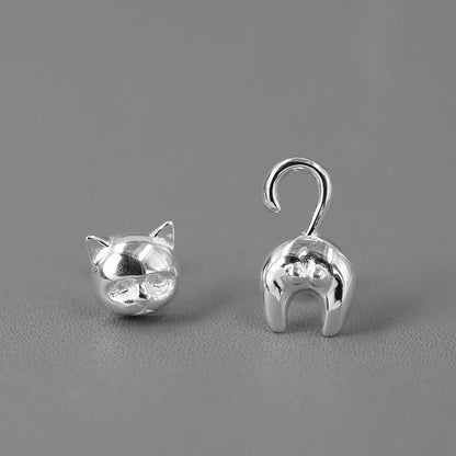 Hypoallergenic Sterling Silver Cute Cat Earrings-Jewearrings