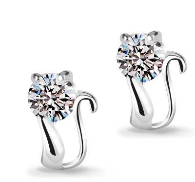 Hypoallergenic Stud Earrings Korean Diamond Kitten-Jewearrings