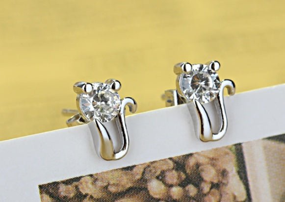 Hypoallergenic Stud Earrings Korean Diamond Kitten-Jewearrings