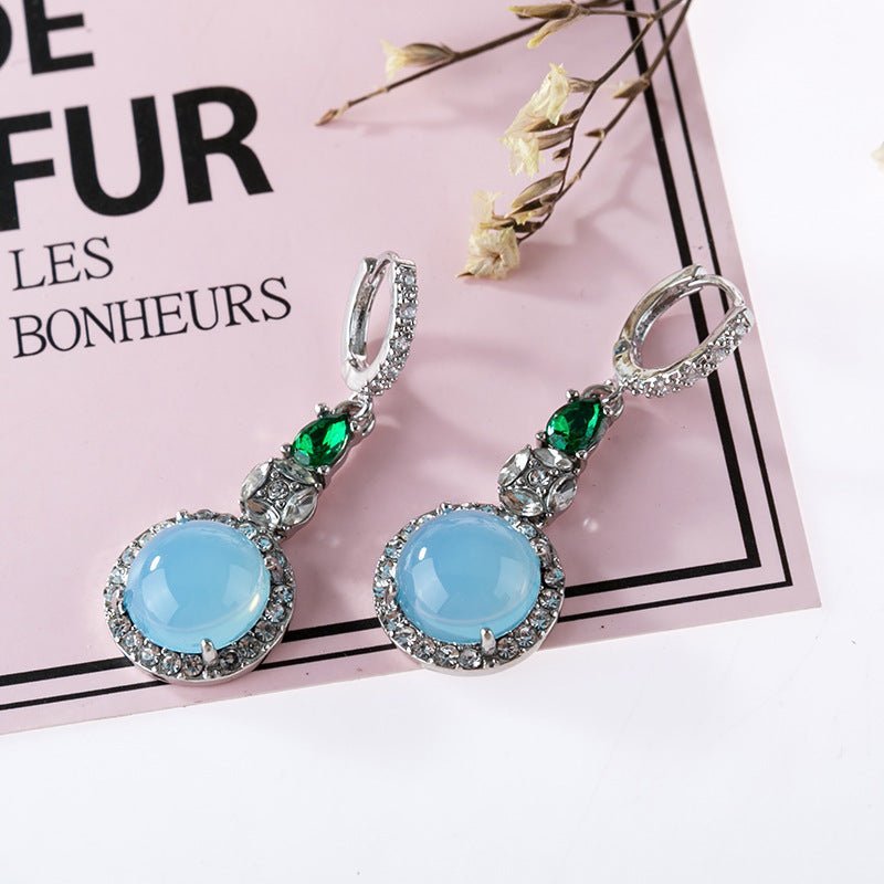 Imitation Jade Earrings Emerald Diamond And Zircon Earrings-Jewearrings