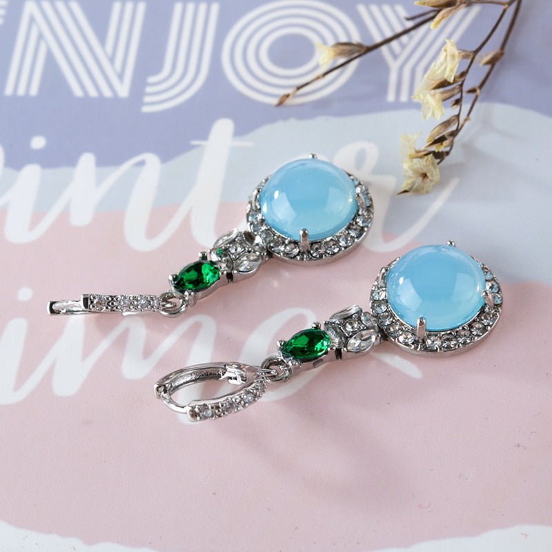 Imitation Jade Earrings Emerald Diamond And Zircon Earrings-Jewearrings