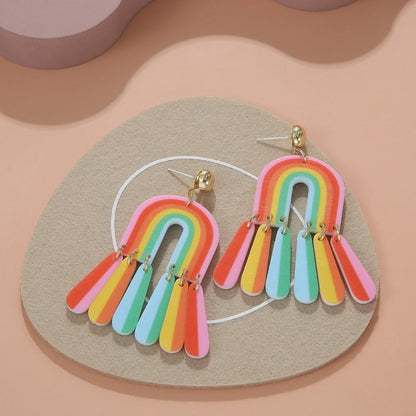 Ins Cartoon Acrylic Print Earrings Spotted Spray Clay Paint-Jewearrings