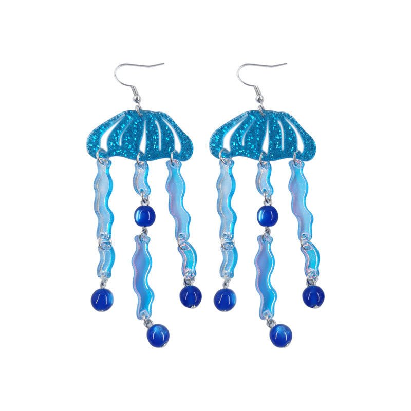 INS Creative New Personalized Blue Jellyfish Fantasy Acrylic Earrings-Jewearrings