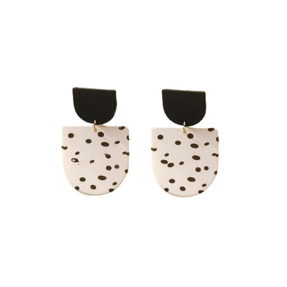 Ins Printed Spot White Acrylic-based Resin Earrings-Jewearrings