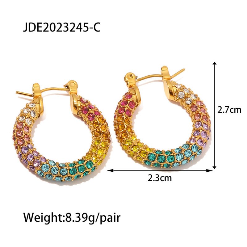 Ins18K Gold-plated Dense Inlaid Colorful Full Diamond Earrings Design Sense-Jewearrings