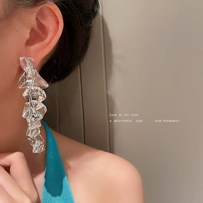 Irregular Acrylic Ice Cube Retro Long Exaggerated Earrings-Jewearrings