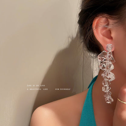 Irregular Acrylic Ice Cube Retro Long Exaggerated Earrings-Jewearrings