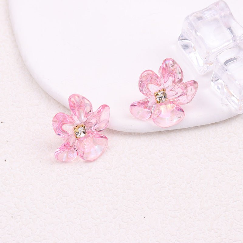 Irregular Colorful Transparent Small Flower Acrylic Earrings-Jewearrings