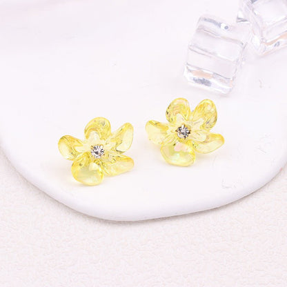 Irregular Colorful Transparent Small Flower Acrylic Earrings-Jewearrings