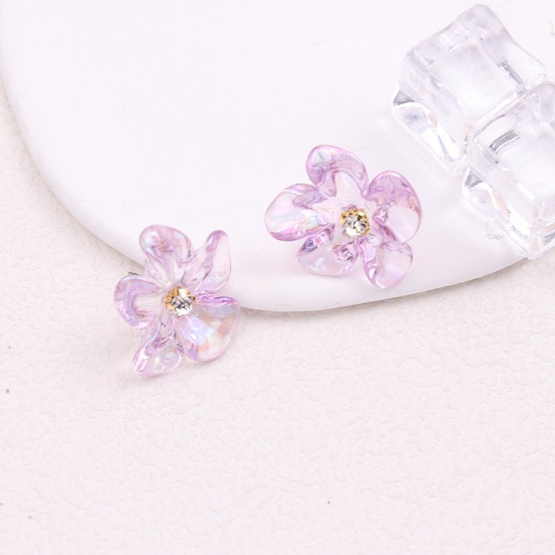 Irregular Colorful Transparent Small Flower Acrylic Earrings-Jewearrings