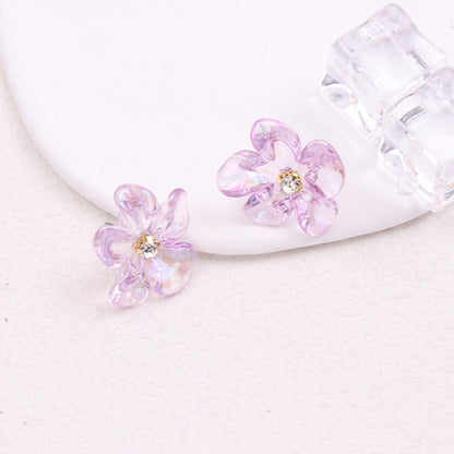 Irregular Colorful Transparent Small Flower Acrylic Earrings-Jewearrings