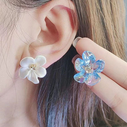 Irregular Colorful Transparent Small Flower Acrylic Earrings-Jewearrings