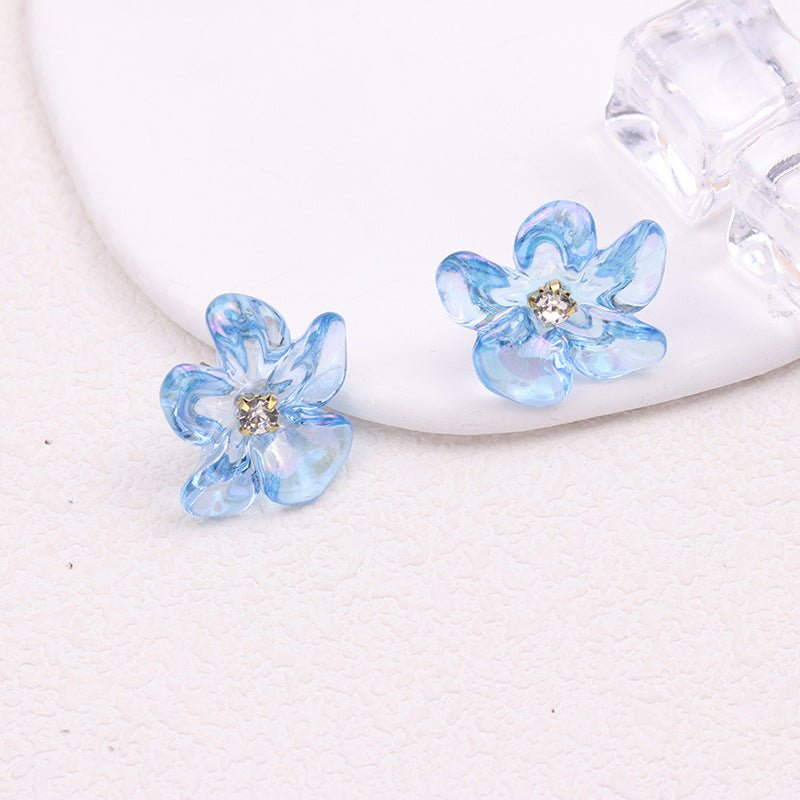 Irregular Colorful Transparent Small Flower Acrylic Earrings-Jewearrings