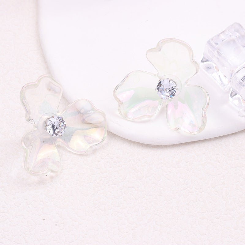 Irregular Colorful Transparent Small Flower Acrylic Earrings-Jewearrings