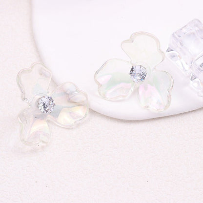 Irregular Colorful Transparent Small Flower Acrylic Earrings-Jewearrings