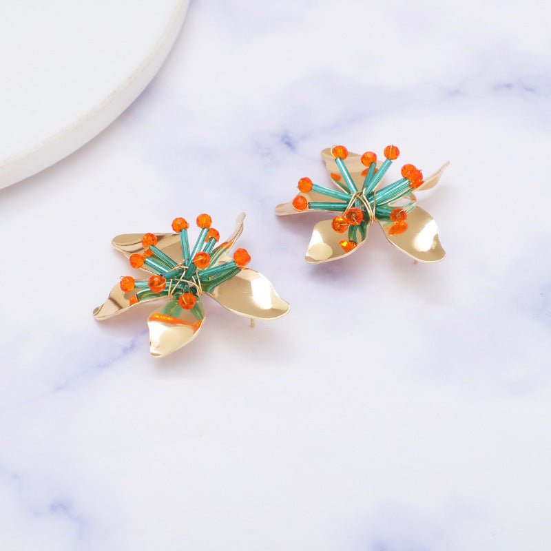 Irregular Flower Bohemian Popular High Profile Fashion Stud Earrings-Jewearrings