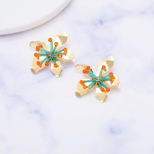 Irregular Flower Bohemian Popular High Profile Fashion Stud Earrings-Jewearrings