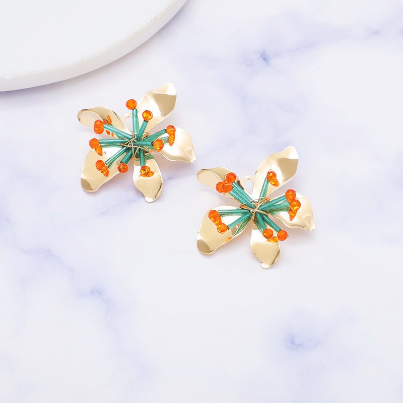 Irregular Flower Bohemian Popular High Profile Fashion Stud Earrings-Jewearrings