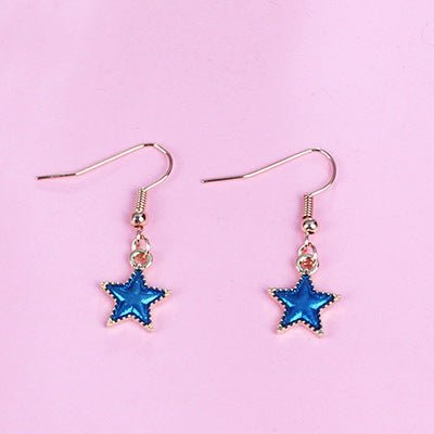 Japan And South Korea Blue Starry Sky Planet Asymmetric Earrings-Jewearrings