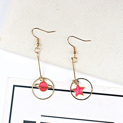 Japan And South Korea Blue Starry Sky Planet Asymmetric Earrings-Jewearrings