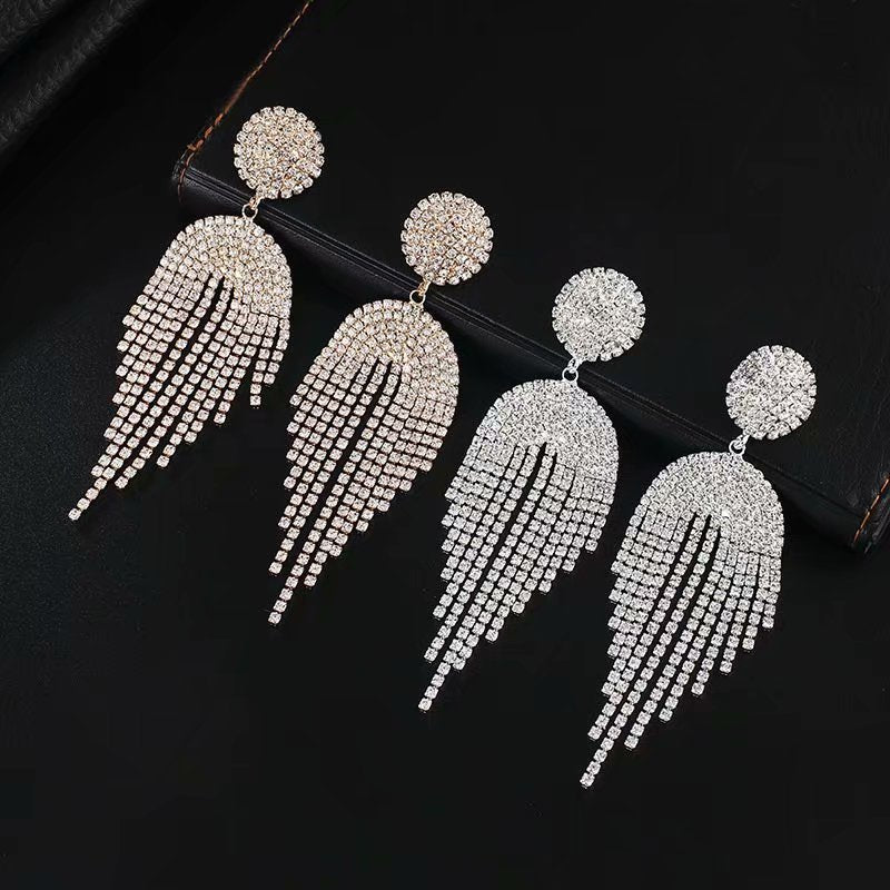 Japan And South Korea's Silver Pin Earrings Korean Exaggerated Long Tassel-Jewearrings