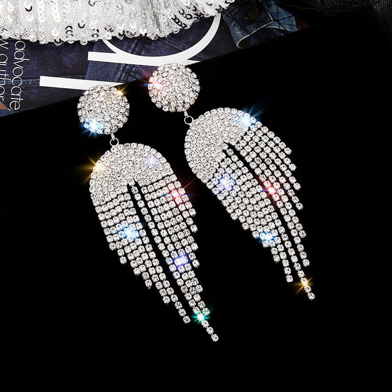 Japan And South Korea's Silver Pin Earrings Korean Exaggerated Long Tassel-Jewearrings