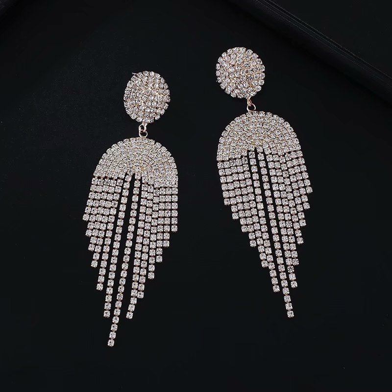 Japan And South Korea's Silver Pin Earrings Korean Exaggerated Long Tassel-Jewearrings