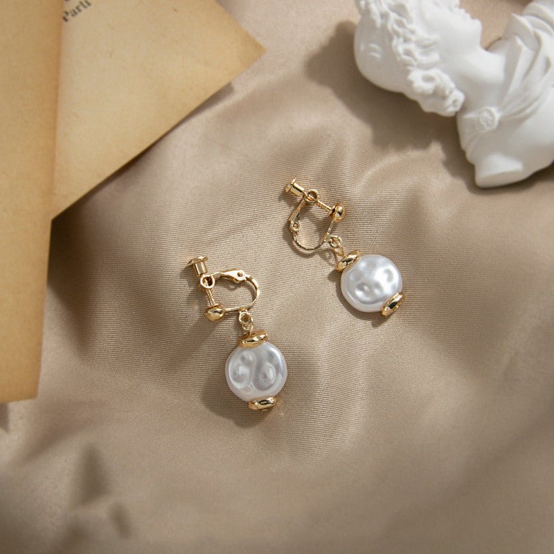 Japanese And Korean Hong Kong Style Retro Baroque Pearl Earrings-Jewearrings