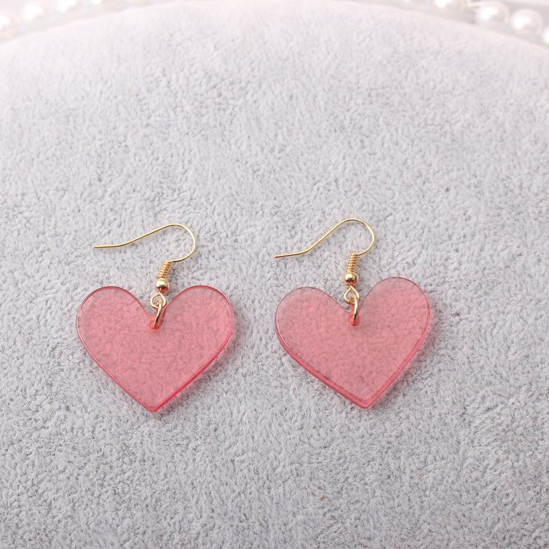 Japanese And Korean Trend Personality Retro Acrylic Peach Heart Earrings-Jewearrings