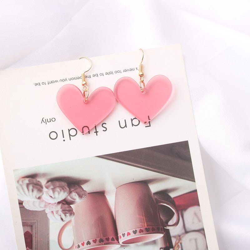 Japanese And Korean Trend Personality Retro Acrylic Peach Heart Earrings-Jewearrings