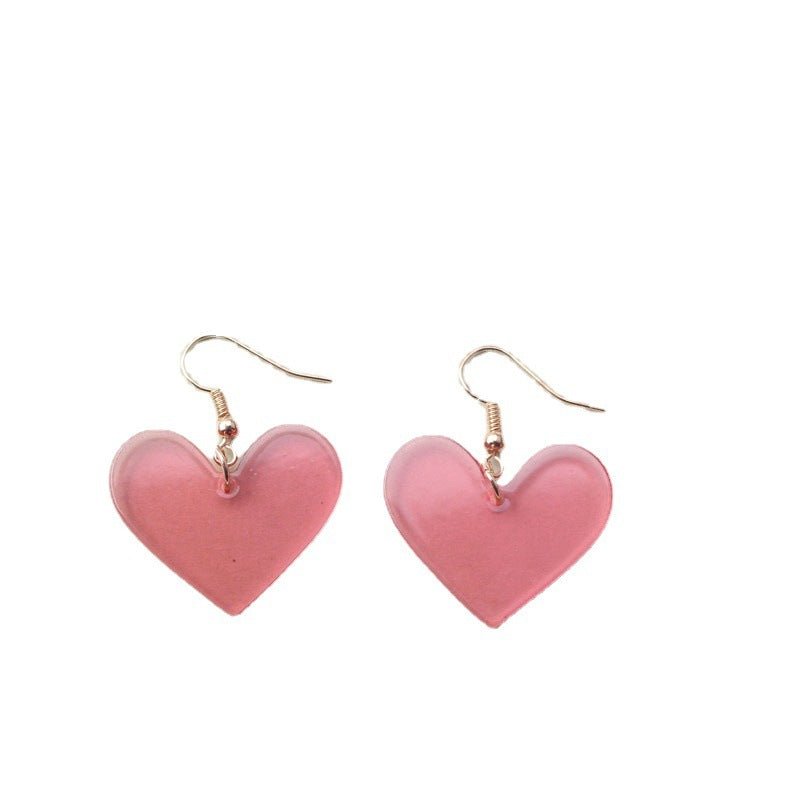 Japanese And Korean Trend Personality Retro Acrylic Peach Heart Earrings-Jewearrings