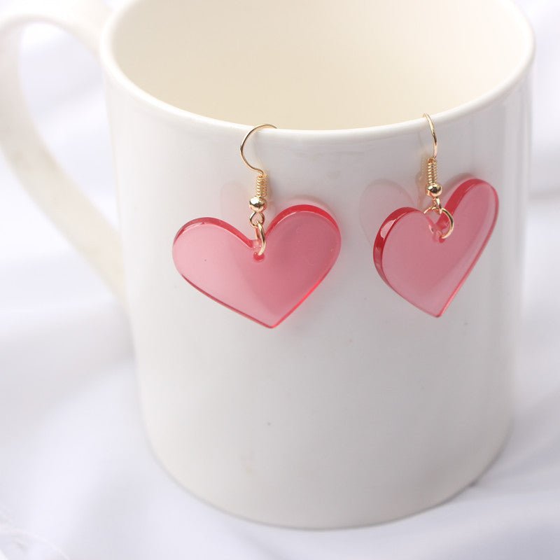 Japanese And Korean Trend Personality Retro Acrylic Peach Heart Earrings-Jewearrings