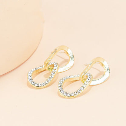 Jewelry Factory Wholesale Gold Ring Buckle With Diamond Earrings-Jewearrings