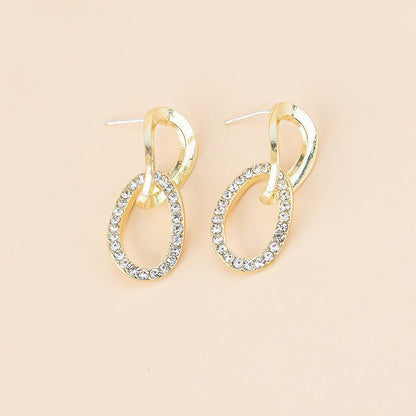 Jewelry Factory Wholesale Gold Ring Buckle With Diamond Earrings-Jewearrings