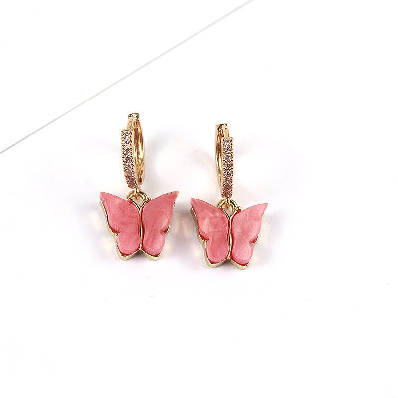 Jewelry Net Red Multicolor Acrylic Butterfly Earrings-Jewearrings