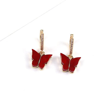 Jewelry Net Red Multicolor Acrylic Butterfly Earrings-Jewearrings