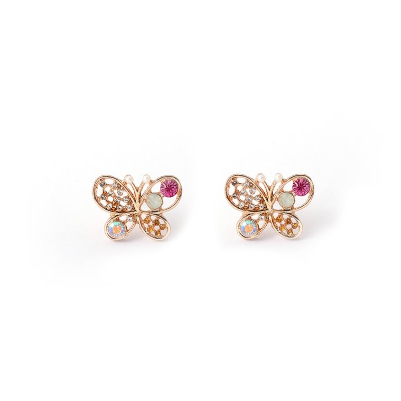 Jewelry Pearl Butterfly Hollow Color Diamond Stud Korea New Earrings-Jewearrings