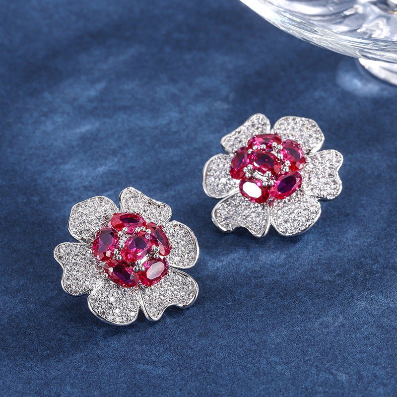 Jewelry Temperament Women's Flower-shaped Stud Earrings-Jewearrings